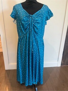 BloomChic dress 18 20 NWTPolka Dot Teal Drawstring Midi Dress - Women